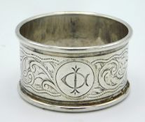 A 1911 Birmingham silver napkin ring by Joseph Glo