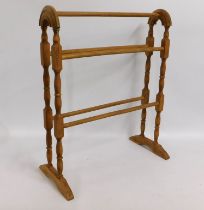 A pine towel rail, 30.5in tall