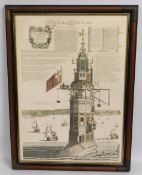 A framed print of Eddystone Lighthouse, 36.75in x