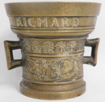 A bronze mortar worded 'Richard St Artyn 1623', 4.