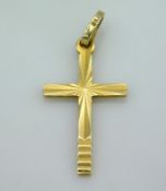 A 9ct gold cross pendant, 28mm drop, 0.9g