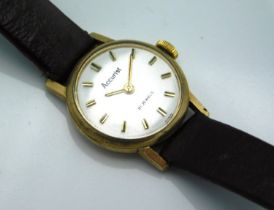 A ladies yellow metal cased Accurist wristwatch, s