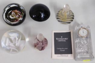 A Waterford Crystal miniature quartz clock, approx