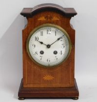 An Edwardian mahogany mantle clock, 11.25in tall