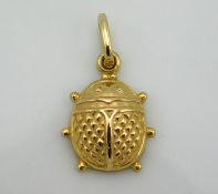 A 9ct gold 22mm drop ladybird pendant, 1.1g