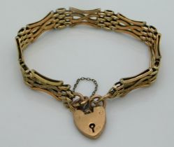 A 9ct gold four bar gate bracelet, 7in long, 11.5g