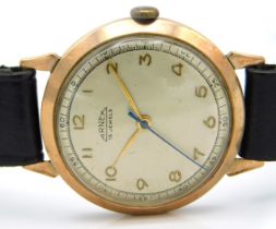 A gents 9ct gold cased Arnex wristwatch, case diam