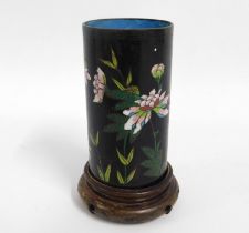 A 19thC. Chinese cloisonne vase with stand, lackin