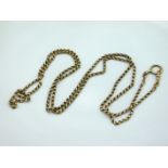 A 9ct gold guard chain, 46in long, 27g