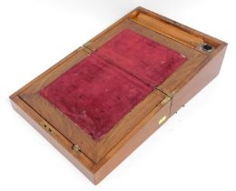 A small Victorian walnut veneer writing slope, closed 12in wide x 9.125in deep x 5in high