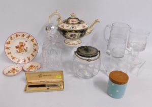 A Victorian teapot, three pieces of Masons nursery