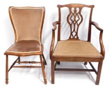 An oak country Chippendale style chair, 37.5in hig