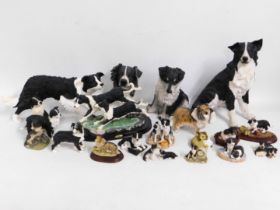 A collection of resin mostly border collie sheep d