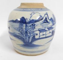 A late 19thC. Chinese stoneware ginger jar, 6.5in