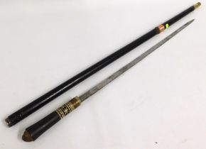 An Asian sword stick, 36in long