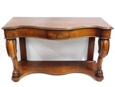 A 19thC. serpentine fronted walnut hall table with