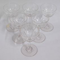A set of six Victorian champagne glasses, 4.375in