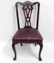 A Chippendale style dining/desk chair with aubergi