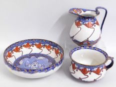 A Doulton art nouveau 'Kelmscott' three piece wash