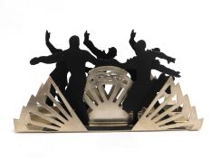 A reproduction art deco fan shaped 'letter rack'