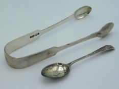 A pair of 1839, Exeter silver tongs by James Andre
