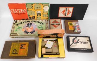 A quantity of vintage games including Monopoly & Cluedo & child's sewing machine