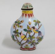 A Chinese enamelled snuff bottle with bird & folia