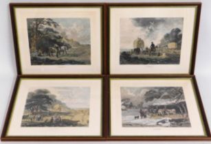 Four framed antique four seasons prints, 14.625in