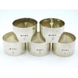 A set of five 1923 London silver napkin rings by R