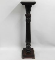 A rosewood & walnut torchere with carved detail, 5