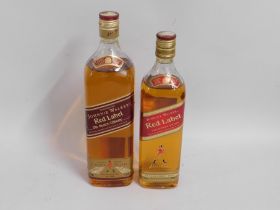Two bottles of Johnnie Walker 10 year old Red Labe