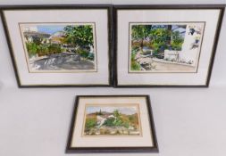 Three Spanish watercolour paintings signed Patrici