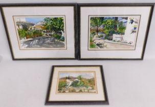 Three Spanish watercolour paintings signed Patrici