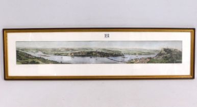 An antique framed panoramic map of Koblenz, German
