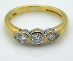 An 18ct gold trilogy ring set with 0.5ct of diamon