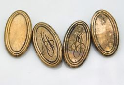 A pair of 9ct gold cufflinks, monogrammed AJ, 21mm