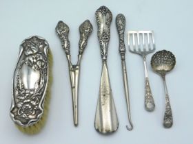 A 1907 Birmingham silver backed brush by William A