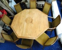 Eight G-Plan teak chairs twinned with octagonal oa