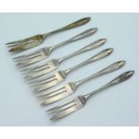 A set of six 1951 Sheffield silver cake forks by C