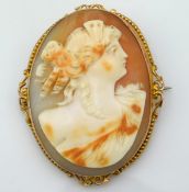A 9ct gold mounted cameo with maker mark W.N, 14.4