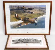 Two framed WW2 aircraft prints, largest titled 'Ba