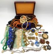 A quantity of costume jewellery including antique