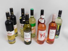 Nine bottles of rose & white wines