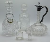 A white metal mounted ewer, a ring necked brandy d
