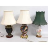 Three modern lamps with shades, tallest 25in inclu