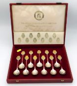 A cased set of eleven Sheffield 1977 silver teaspoons commemorating the jubilee of "Elizabeth II by