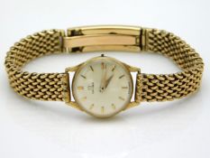 A ladies 9ct gold Omega watch, 32g, case diameter 18.75mm, lacks winder, not running