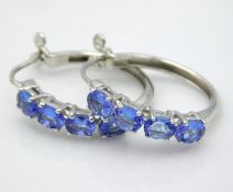 A pair of tanzanite & silver earrings, approx. 2.7