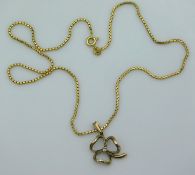 A 15.5in long 9ct gold box chain with diamond set