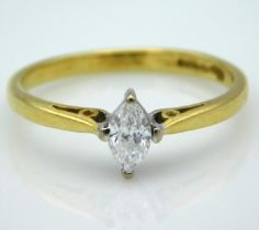 An 18ct gold ring set with approx. 0.45ct marquise